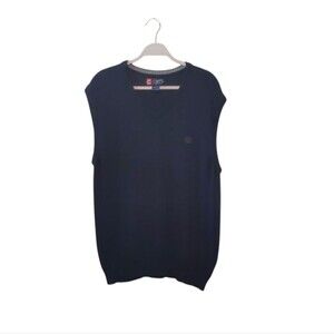 CHAPS Grandpa Sleeveless Men's Sweater Vest Blue Academia Preppy XL